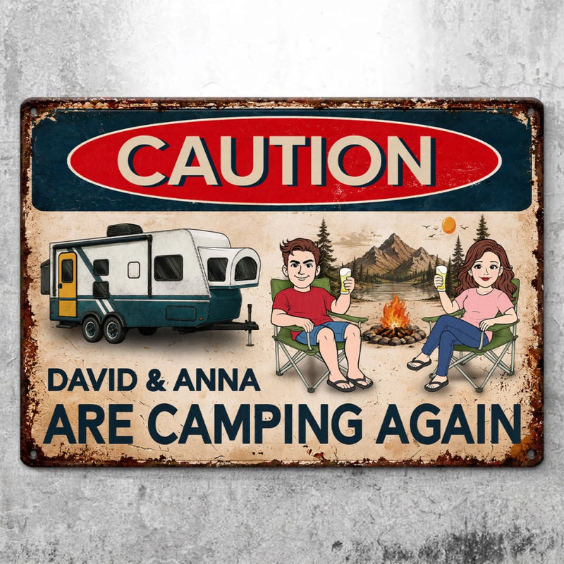 Custom Home Decor Metal Sign - Personalized  Birthday Camping Gifts For Campers, Husband And Wife, Him And Her - Living Our Best Retro Summer Life