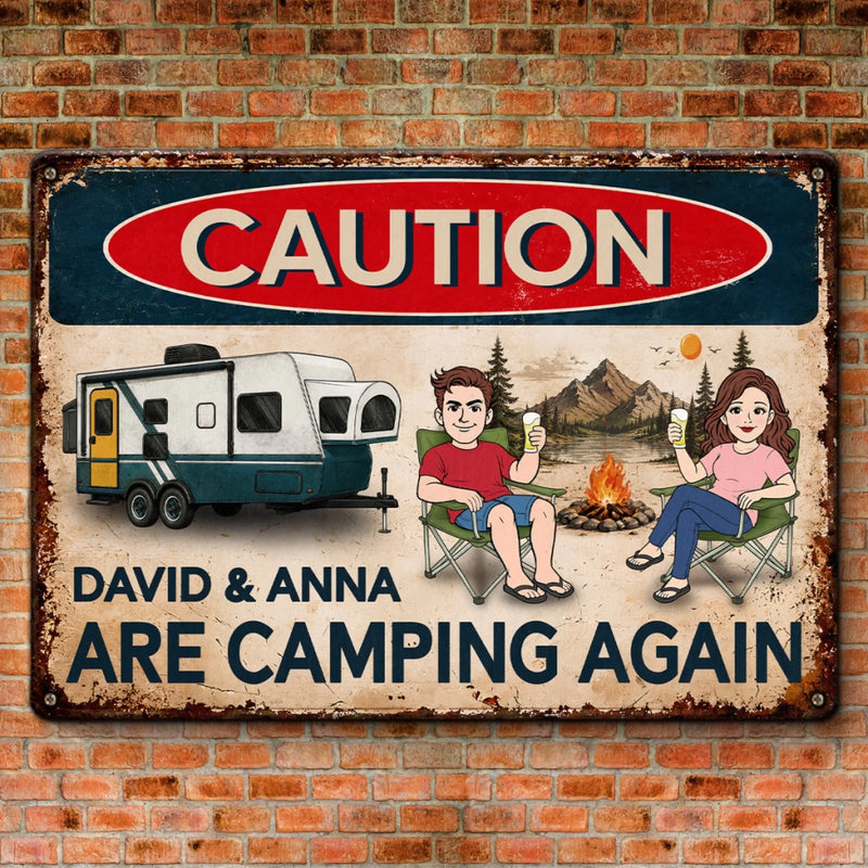 Custom Home Decor Metal Sign - Personalized  Birthday Camping Gifts For Campers, Husband And Wife, Him And Her - Living Our Best Retro Summer Life