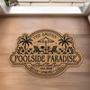 Custom Poolside Shaped Doormat - Personalized Summer Vacation And Travel Gifts For Mom, Dad, Brother, Sister, Kids - Welcome To Our Happy Place