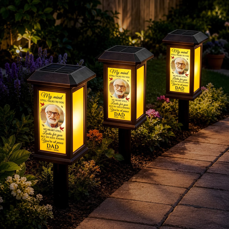 Custom Photo Solar Garden Light - Personalized Memorial Sympathy Gifts For Loss Of Mom, Dad - Always Loved, Forever Missed