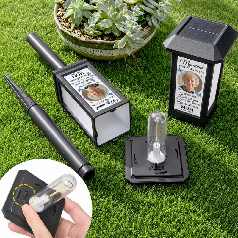 Custom Photo Solar Garden Light - Personalized Memorial Sympathy Gifts For Loss Of Mom, Dad - Always Loved, Forever Missed