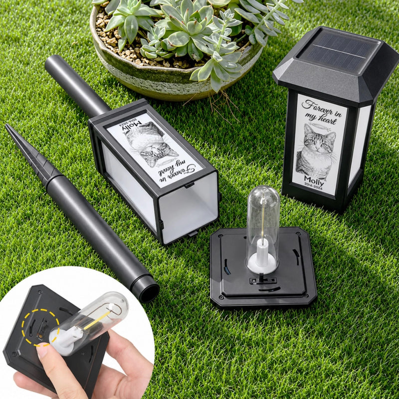 Custom Photo Solar Garden Light - Personalized Pet Memorial Sympathy Gifts For Dogs, Cats - Forever My Best Friend