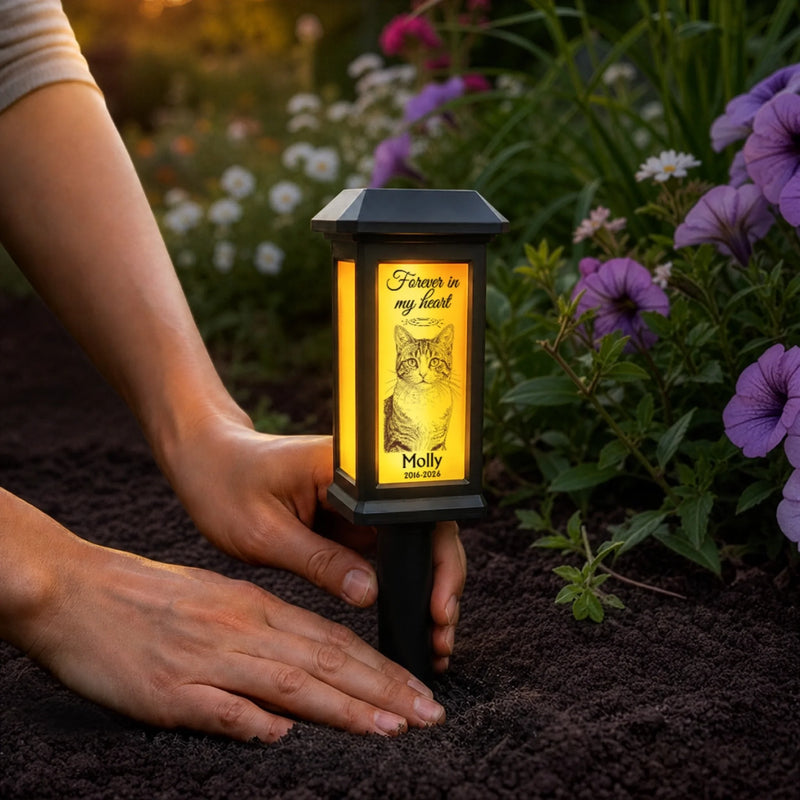 Custom Photo Solar Garden Light - Personalized Pet Memorial Sympathy Gifts For Dogs, Cats - Forever My Best Friend