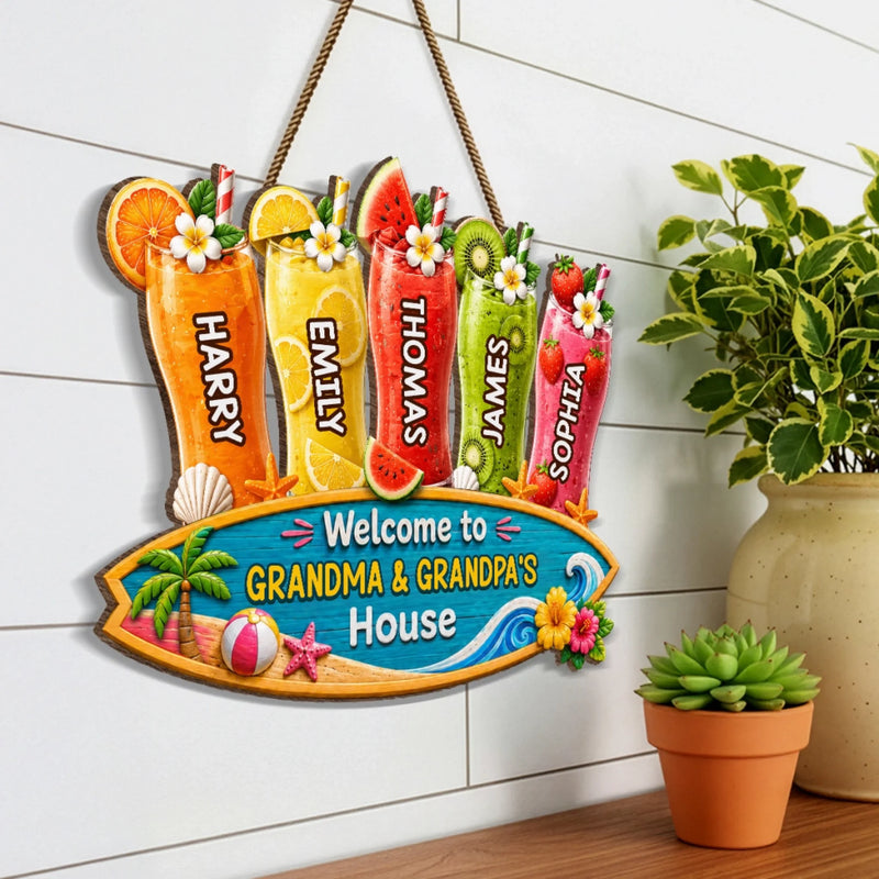 Custom Poolside Wood Sign - Personalized Summer Vacation And Travel Gifts For Grandma, Grandpa - Pool Days Family Way