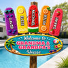Custom Poolside Wood Sign - Personalized Summer Vacation And Travel Gifts For Grandma, Grandpa - Family Fun Starts Here