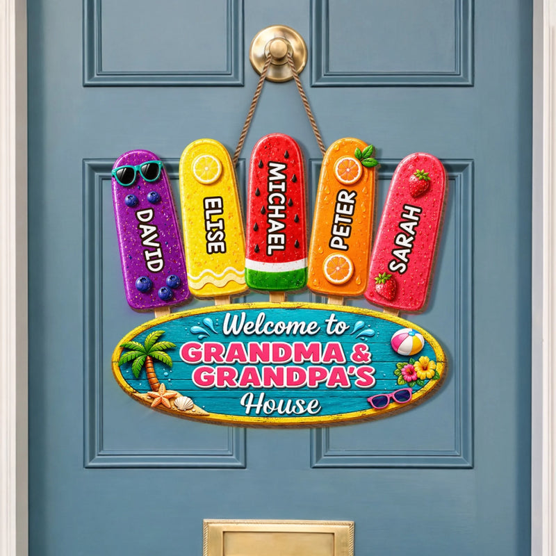 Custom Poolside Wood Sign - Personalized Summer Vacation And Travel Gifts For Grandma, Grandpa - Family Fun Starts Here