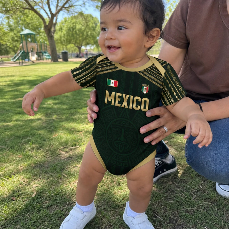 Custom Mexico World Football Baby Jersey Bodysuit - Personalized Baby Shower, Gender Reveal Gifts For New Moms, New Dads, Football Lovers - Future El Tri Star In Making