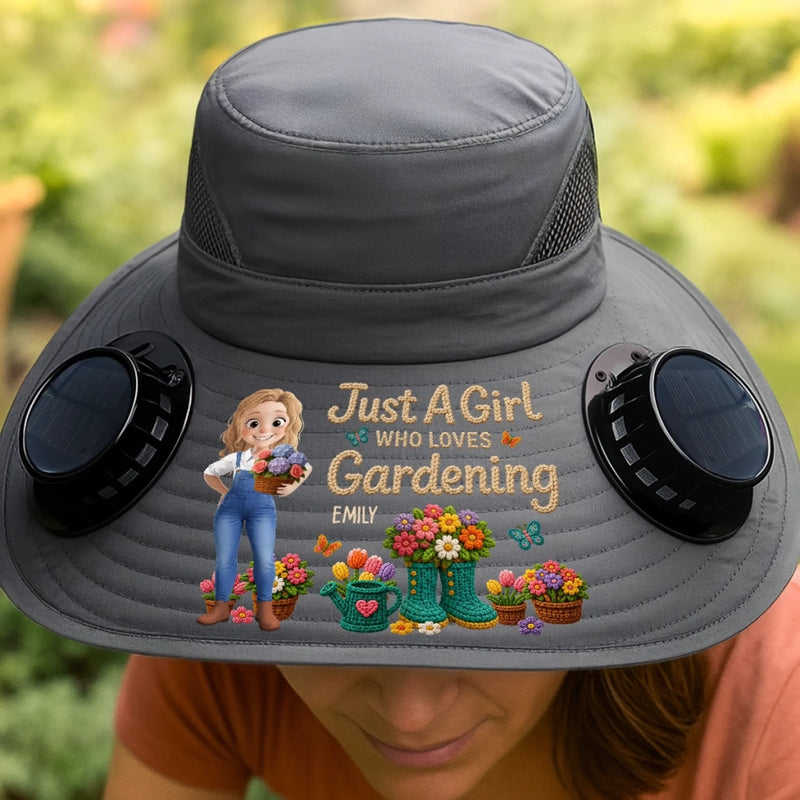 Custom Hat With Fans Solar Power - Personalized Birthday Garden Gifts For Gardeners - Cool Shade, Happy Planting
