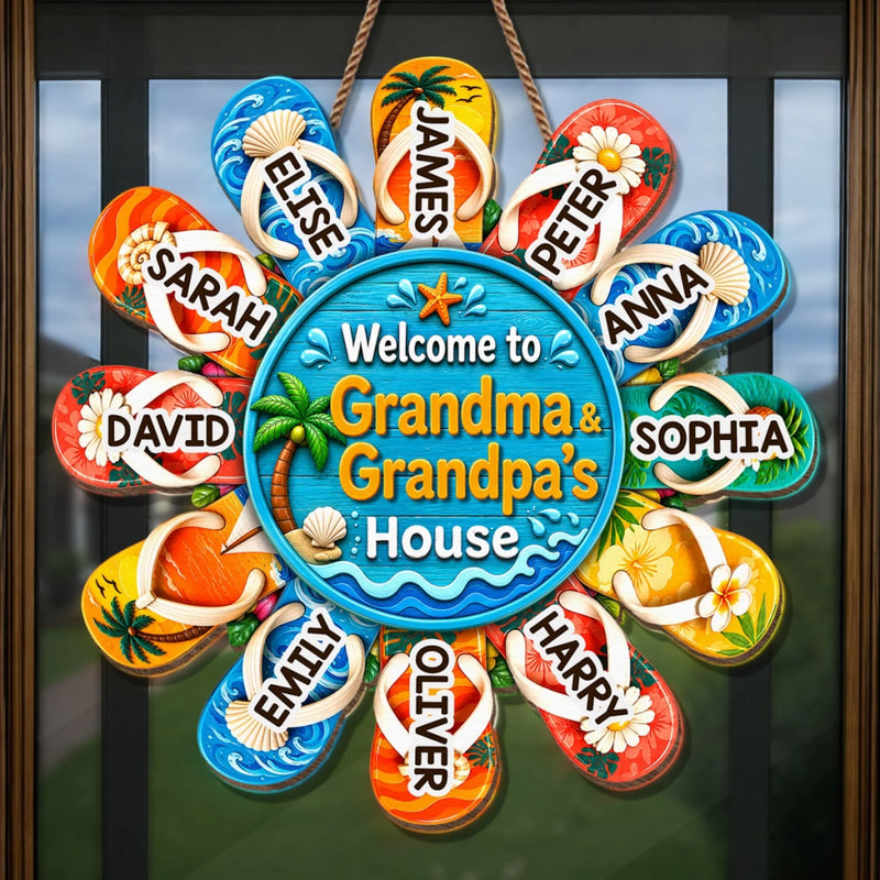 Custom Poolside Wood Sign - Personalized Summer Vacation And Travel Gifts For Grandma, Grandpa - Sun Splash Together