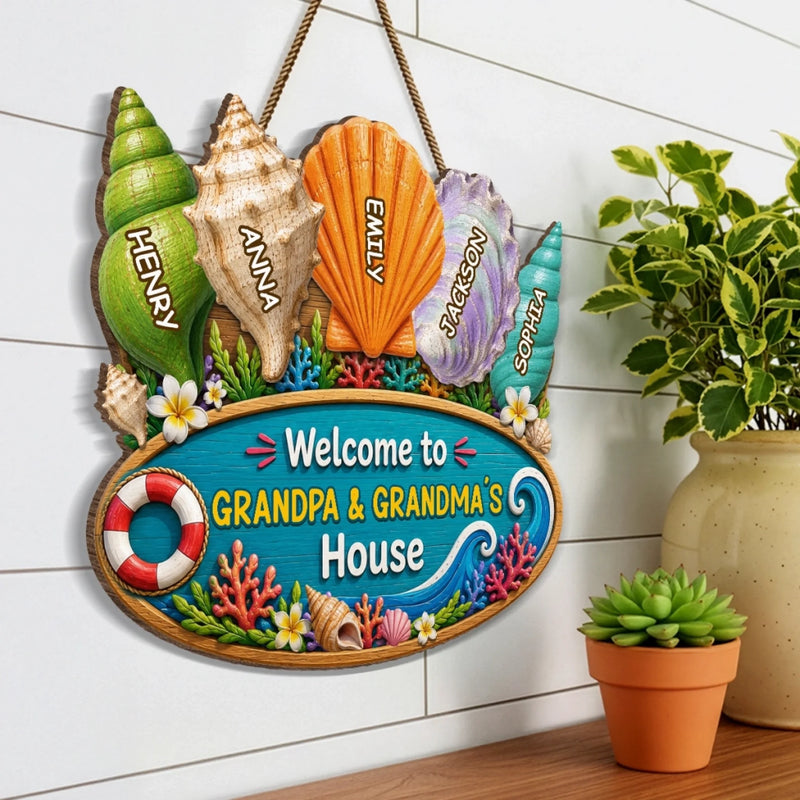 Custom Poolside Wood Sign - Personalized Summer Vacation And Travel Gifts For Grandma, Grandpa - Making Waves Together