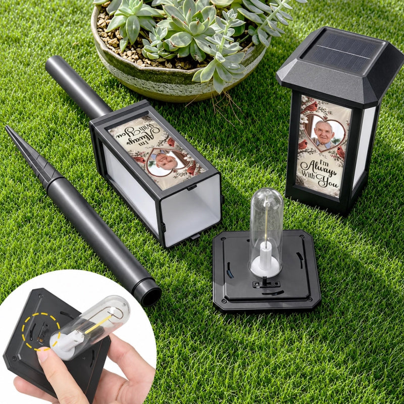 Custom Photo Solar Garden Light - Personalized Memorial Sympathy Gifts For Loss Of Mom, Dad - Always With You