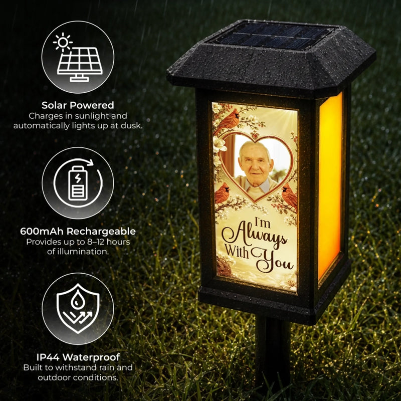 Custom Photo Solar Garden Light - Personalized Memorial Sympathy Gifts For Loss Of Mom, Dad - Always With You