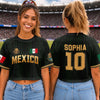 Custom Women's Mexico World Football Jersey Crop Tee - Personalized Birthday Gifts For Football Lovers, Sports Fans, Sports Lovers - Viva Mexico With A Sassy Twist