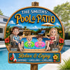 Custom Poolside Wood Sign - Personalized Summer Vacation And Travel Gifts For Mom, Dad, Kids - Pool Time Together