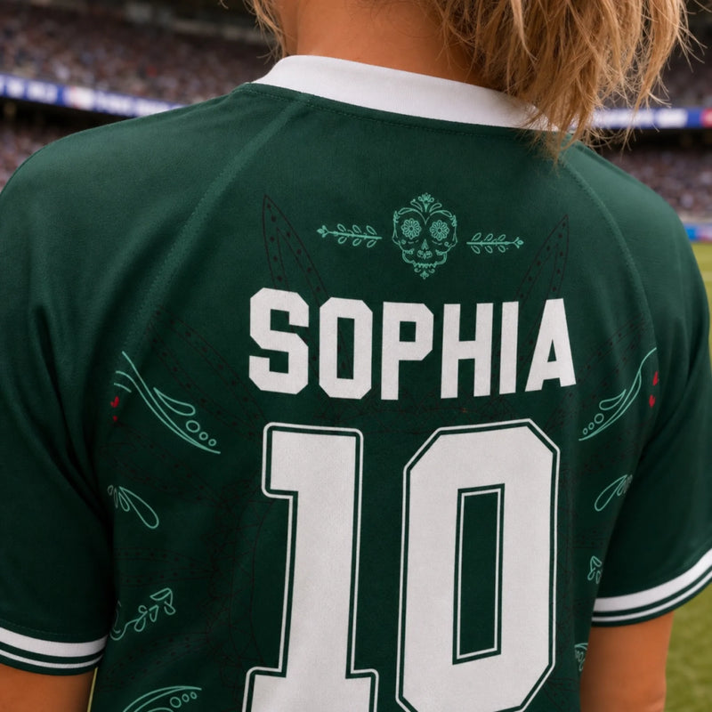 Custom Women's Mexico World Football Jersey Crop Tee - Personalized Birthday Gifts For Football Lovers, Sports Fans, Sports Lovers - Green Blood, Bold Heart, Zero Limits