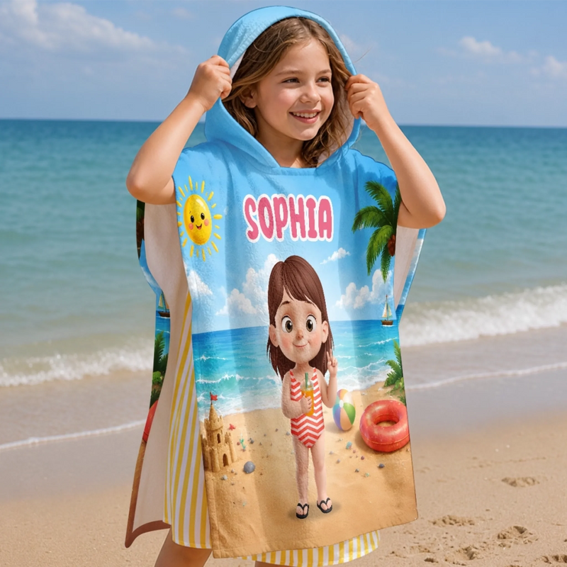 Custom Poncho Beach Towel - Personalized Summer Vacation And Travel Gifts For Women, Men, Kids - Find Me At The Beach