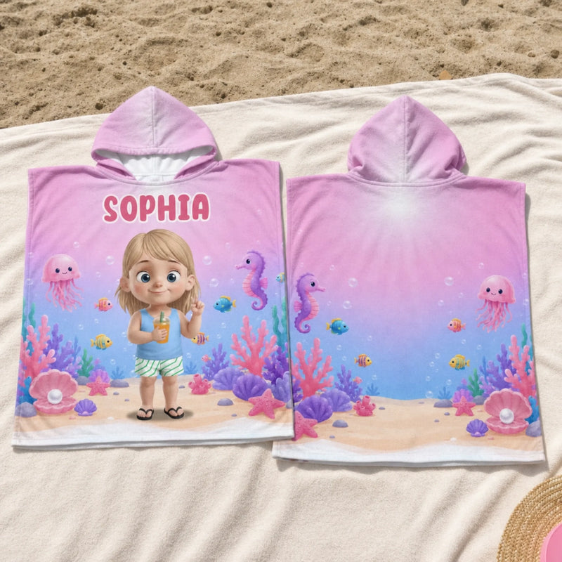 Custom Poncho Beach Towel - Personalized Summer Vacation And Travel Gifts For Women, Men, Kids - Find Me At The Beach