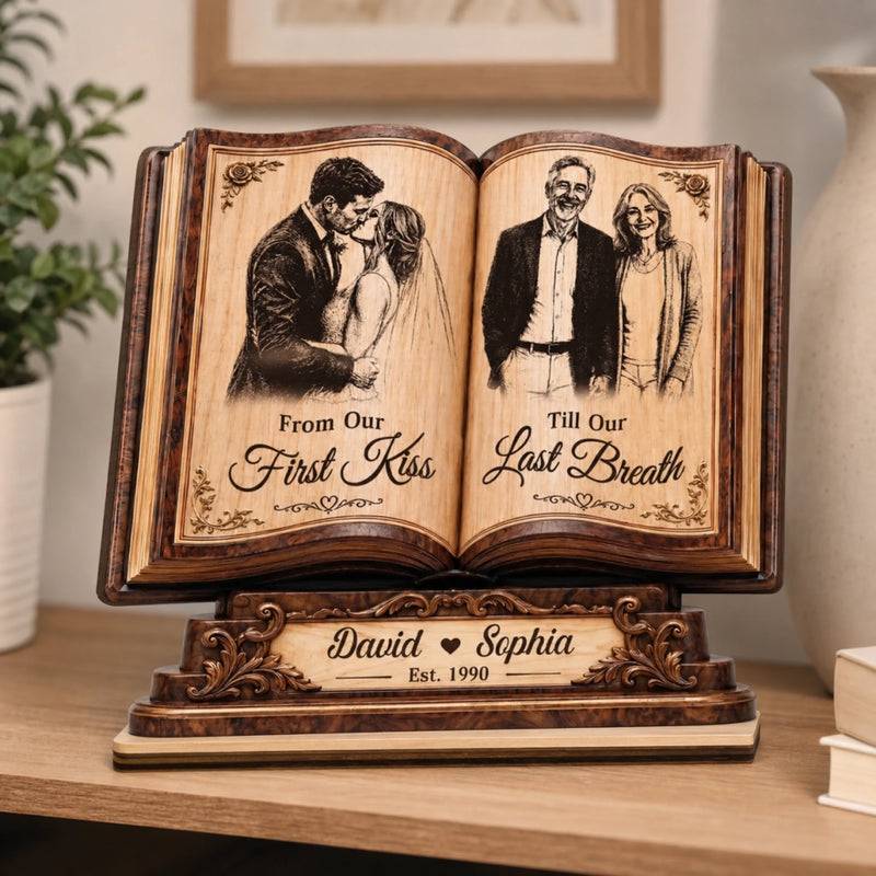 Custom Photo 2-Layered Wooden Plaque - Personalized Anniversary Wedding Gifts For Husband And Wife, Him And Her - Forever Starts With Us