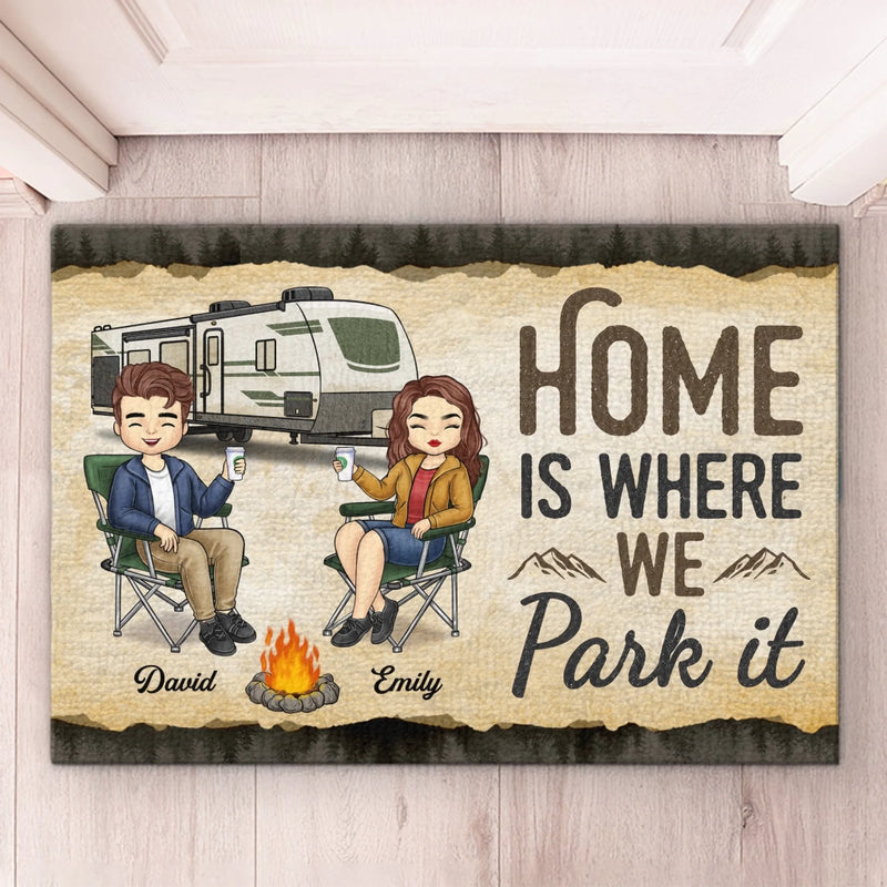 Custom Home Decor Decorative Mat - Personalized Anniversary Wedding Camping Gifts For Campers, Husband And Wife, Him And Her - Home Is Where We Park It