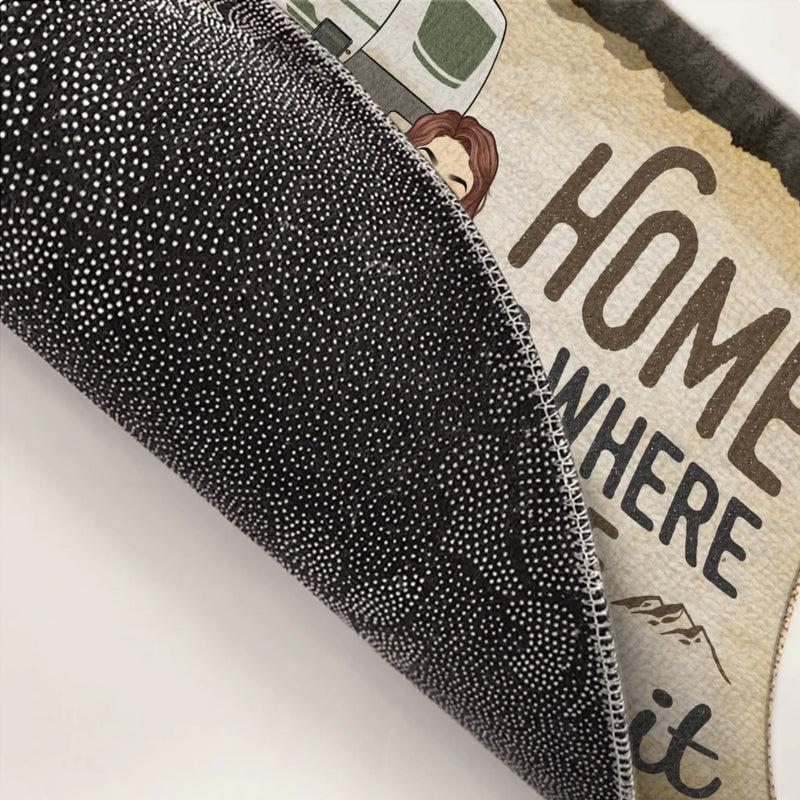 Custom Home Decor Decorative Mat - Personalized Anniversary Wedding Camping Gifts For Campers, Husband And Wife, Him And Her - Home Is Where We Park It
