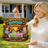 Custom Poolside Wood Sign - Personalized Summer Vacation And Travel Gifts For Mom, Dad, Kids - Making Waves Daily