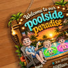 Custom Poolside Wood Sign - Personalized Summer Vacation And Travel Gifts For Mom, Dad, Kids - Making Waves Daily