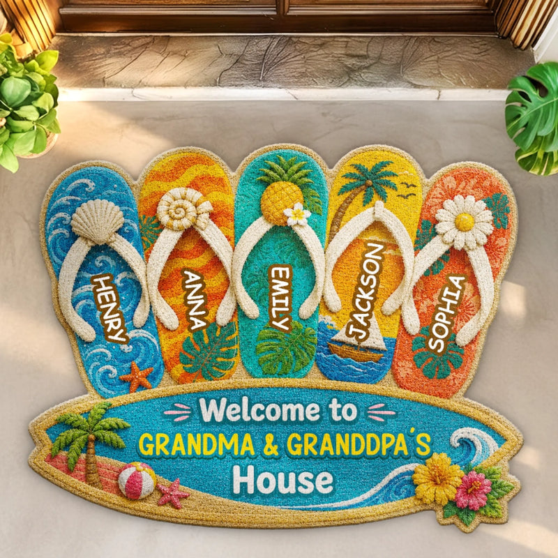 Custom Shaped Doormat - Personalized Summer Vacation And Travel Gifts For Grandma, Grandpa - Beach Days With Grandkids