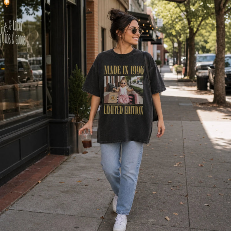 Custom Photo Washed Cotton T-shirt - Personalized Birthday Gifts For Men, Women - Too Iconic To Be Replicated