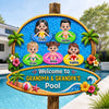 Custom Poolside Wood Sign - Personalized Summer Vacation And Travel Gifts For Grandma, Grandpa - Splash Laugh Repeat