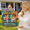Custom Poolside Wood Sign - Personalized Summer Vacation And Travel Gifts For Husband And Wife, Him And Her - Partners In Prime Poolside Laziness