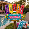 Custom Poolside Wood Sign - Personalized Summer Vacation And Travel Gifts For Grandma, Grandpa - Family Fun Starts Here