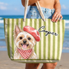 Custom Summer Beach Bag - Personalized Birthday Gifts For Dog Cat Lovers, Dog Dad And Mom, Cat Owners - Sunny Paws Happy Days