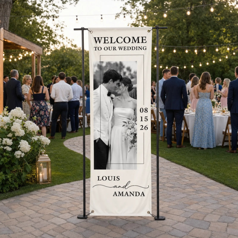 Custom Photo Welcome Banner - Personalized Anniversary Wedding Gifts For Husband And Wife, Him And Her - The Beginning Of Our Forever Story