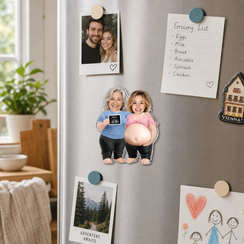 Custom Photo Squishy Acrylic Fridge Magnet - Personalized Baby Shower, Gender Reveal Gifts For New Moms, New Parents - Sweet Ultrasound, Squishy Tummy