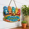 Custom Poolside Wood Sign - Personalized Summer Vacation And Travel Gifts For Mom, Dad, Brother, Sister, Kids - Our Happy Place