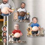 Custom Photo Dad Bod Belly Squishy Acrylic Fridge Magnet – Personalized Birthday Gifts For Dog Cat Lovers, Dog Dad, Cat Owners – Pet Dad Of The Year