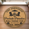 Custom Poolside Shaped Doormat - Personalized Birthday Gifts For Mom, Dad, Brother, Sister, Kids - Backyard Bar