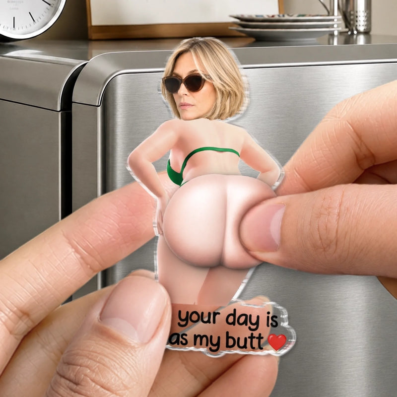 Custom Photo Squishy Acrylic Fridge Magnet – Personalized Anniversary Wedding Gifts For Husband And Wife, Him And Her - Spicy Wife, Happy Life