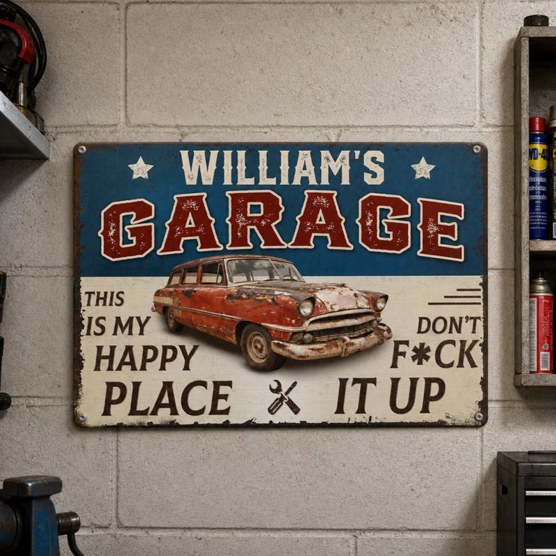 Custom Photo Home Decor Metal Sign - Personalized  Birthday Gifts For Men, Man Cave, Dad, Grandpa - Garage Therapy