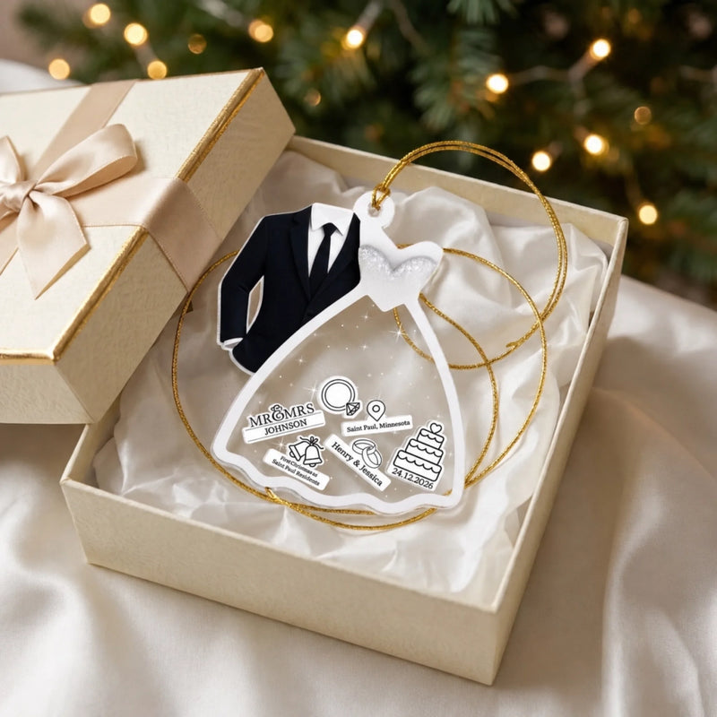 Custom Name Wedding Gifts for Couples - Personalized Shaker Ornament