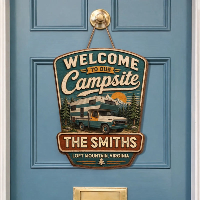 Custom Wood Sign - Personalized Birthday Camping Gifts For Campers, Mom, Dad, Brother, Sister, Kids - Our Little Outdoor Sanctuary