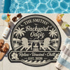 Custom Poolside Shaped Doormat - Personalized Summer Vacation And Travel Gifts For Mom, Dad, Brother, Sister, Kids - Welcome To Our Oasis