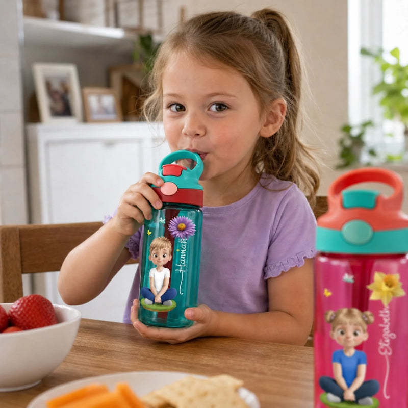 Custom 16oz Plastic Kids Water Bottle - Personalized Back To School Gifts For Kids - Kids Blossom With Every Drink