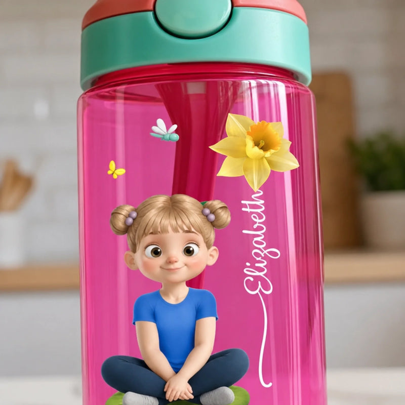 Custom 16oz Plastic Kids Water Bottle - Personalized Back To School Gifts For Kids - Kids Blossom With Every Drink