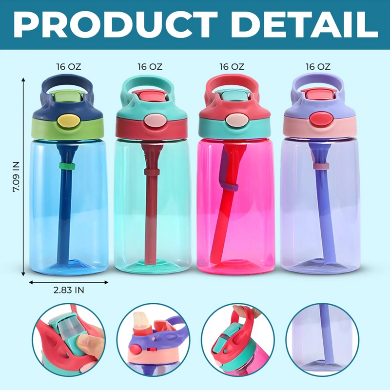 Custom 16oz Plastic Kids Water Bottle - Personalized Back To School Gifts For Kids - Kids Blossom With Every Drink