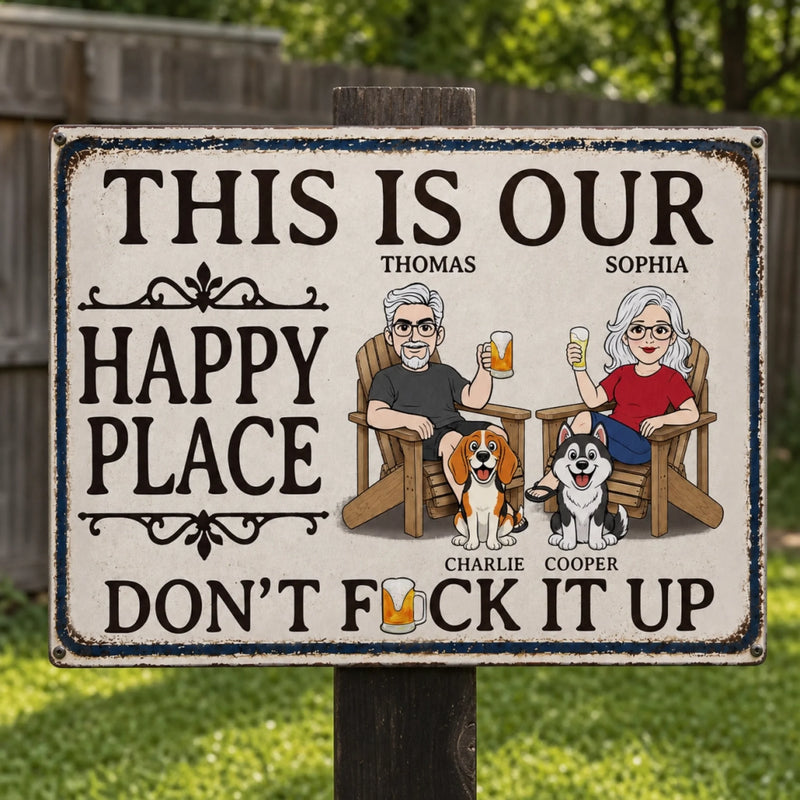Custom Home Decor Metal Sign - Personalized Summer Vacation And Travel Gifts For Husband And Wife, Him And Her, Dog Cat Lovers, Dog Dad And Mom - Together We Belong