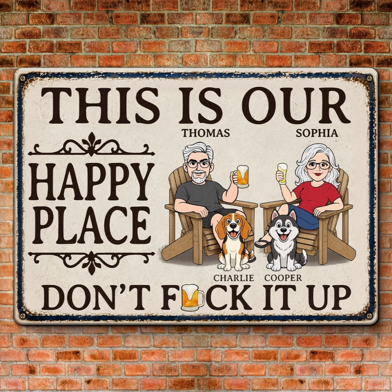 Custom Home Decor Metal Sign - Personalized Summer Vacation And Travel Gifts For Husband And Wife, Him And Her, Dog Cat Lovers, Dog Dad And Mom - Together We Belong