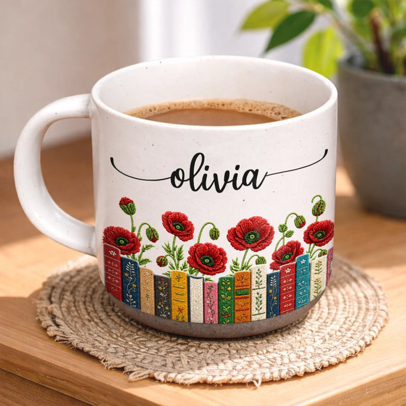 Custom Pottery Mug - Personalized Bookish Gifts For Book Lovers, Bookworms, Readers - Books Bloom The Soul