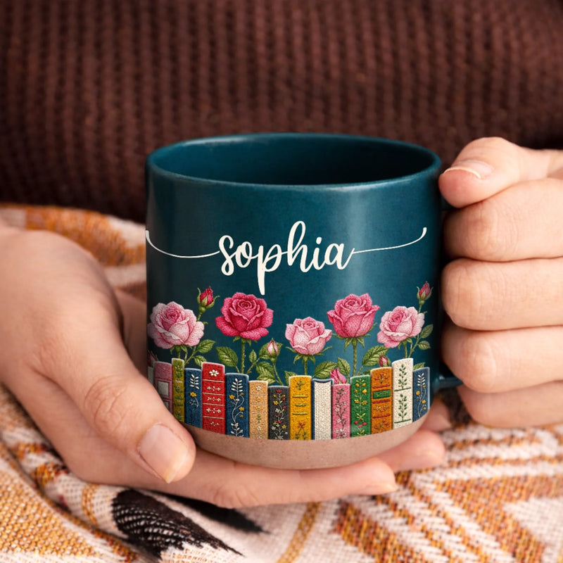 Custom Pottery Mug - Personalized Bookish Gifts For Book Lovers, Bookworms, Readers - Books Bloom The Soul