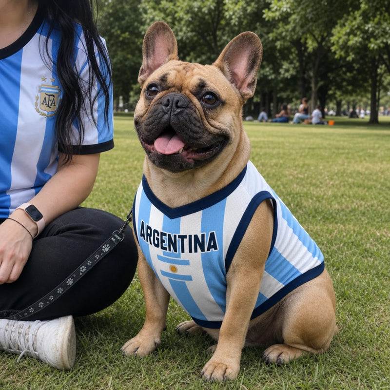Custom Argentina World Football Pet Jersey - Personalized Birthday Gifts For Football Dog Cat Lovers, Dog Dad And Mom, Cat Owners - Dog Dad's Favorite Champion